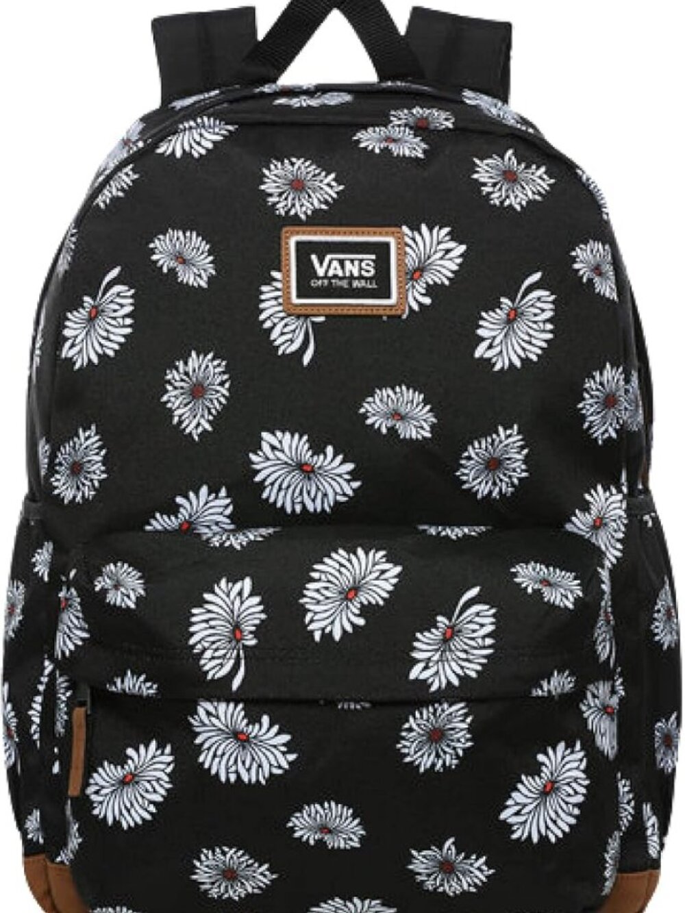 Vans Realm Plus Backpack in Imperfect Floral Black & White Daisy Flower Floral